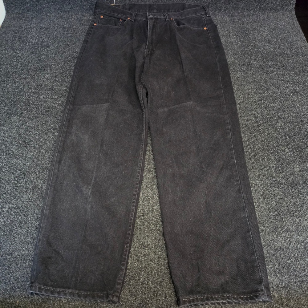 Levis 550 Relaxed Fit Black Denim Jeans Mens 38x32 Tapered Leg 5 Pocket Classic